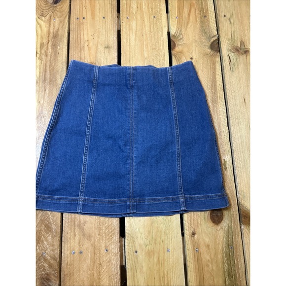 Wild Fable Seamed Denim Mini Short Skirt STRETCHY Blue Jean Women Size 6 - Picture 1 of 6